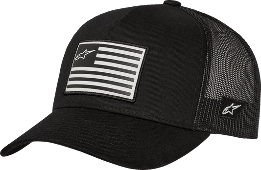 Alpinestars Flag Flat Trucker Hat - Black/Black 1235-81960-1010-OS - Kelly Motorsports