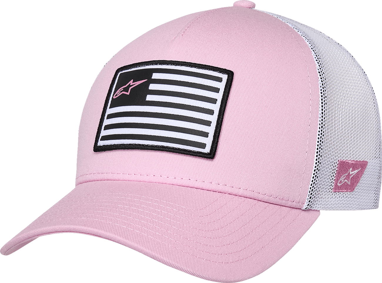 Alpinestars Flag Snapback Hat - Pink and White, Part Number 1211-81013-3139-OS - Kelly Motorsports