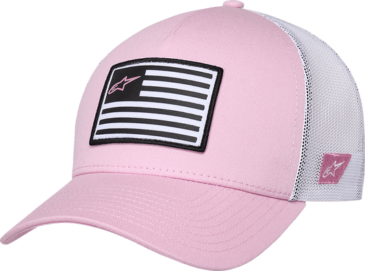 Alpinestars Flag Snapback Hat - Pink and White, Part Number 1211-81013-3139-OS - Kelly Motorsports