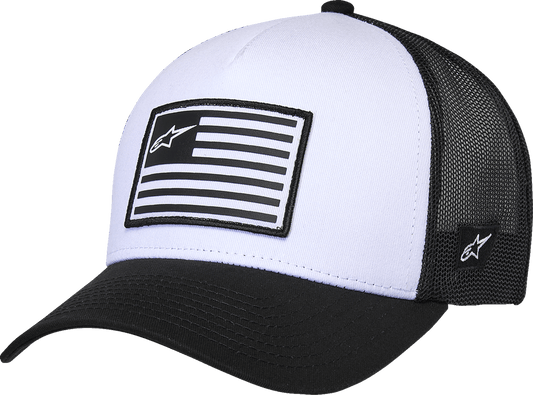 Alpinestars Flag Snapback Hat - White and Black, Part 1211-81013-2010-OS - Kelly Motorsports