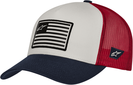 Alpinestars Flag Snapback Hat - White, Navy, Red - One Size - Part 1211810132074OS - Kelly Motorsports
