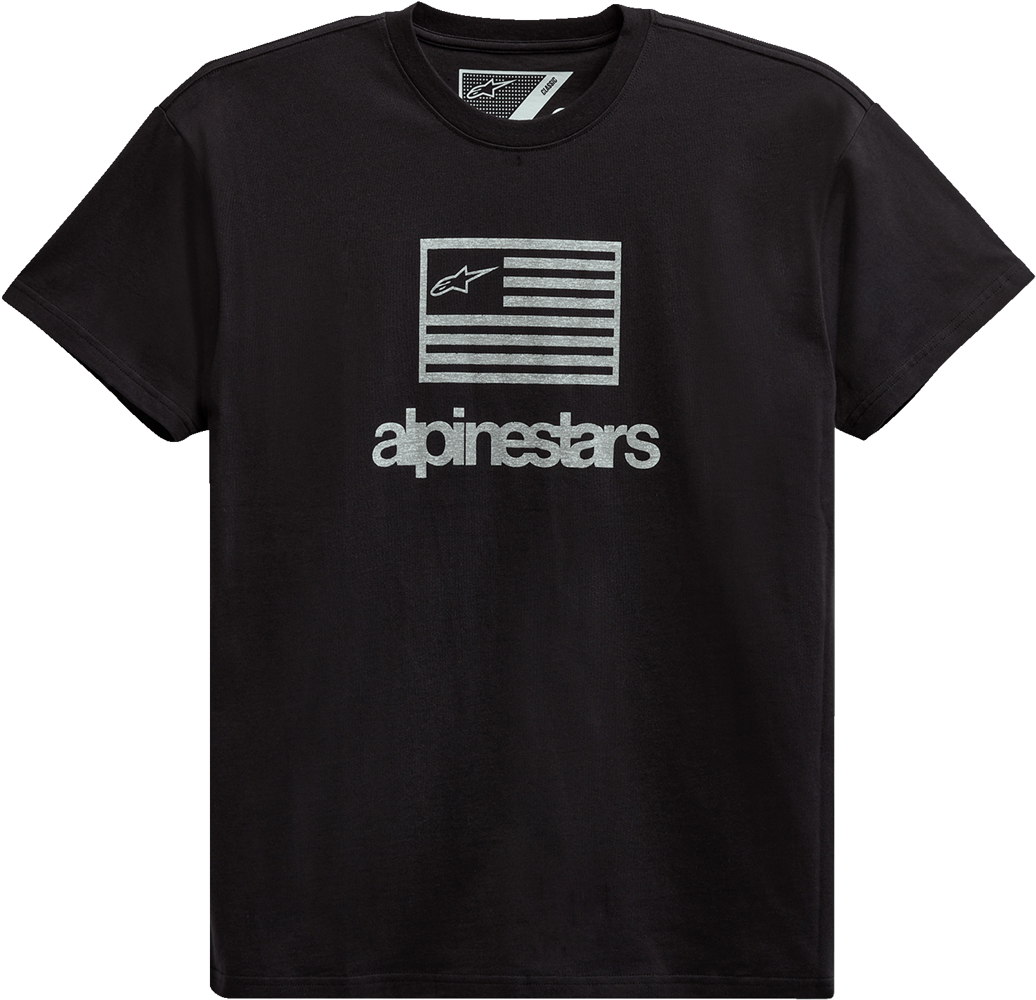 Alpinestars Flag T-Shirt - Black 2XL, Combed Ring Spun Cotton, Heritage and Flag Graphics - Kelly Motorsports