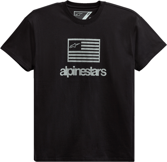 Alpinestars Flag T-Shirt - Black 2XL, Combed Ring Spun Cotton, Heritage and Flag Graphics - Kelly Motorsports