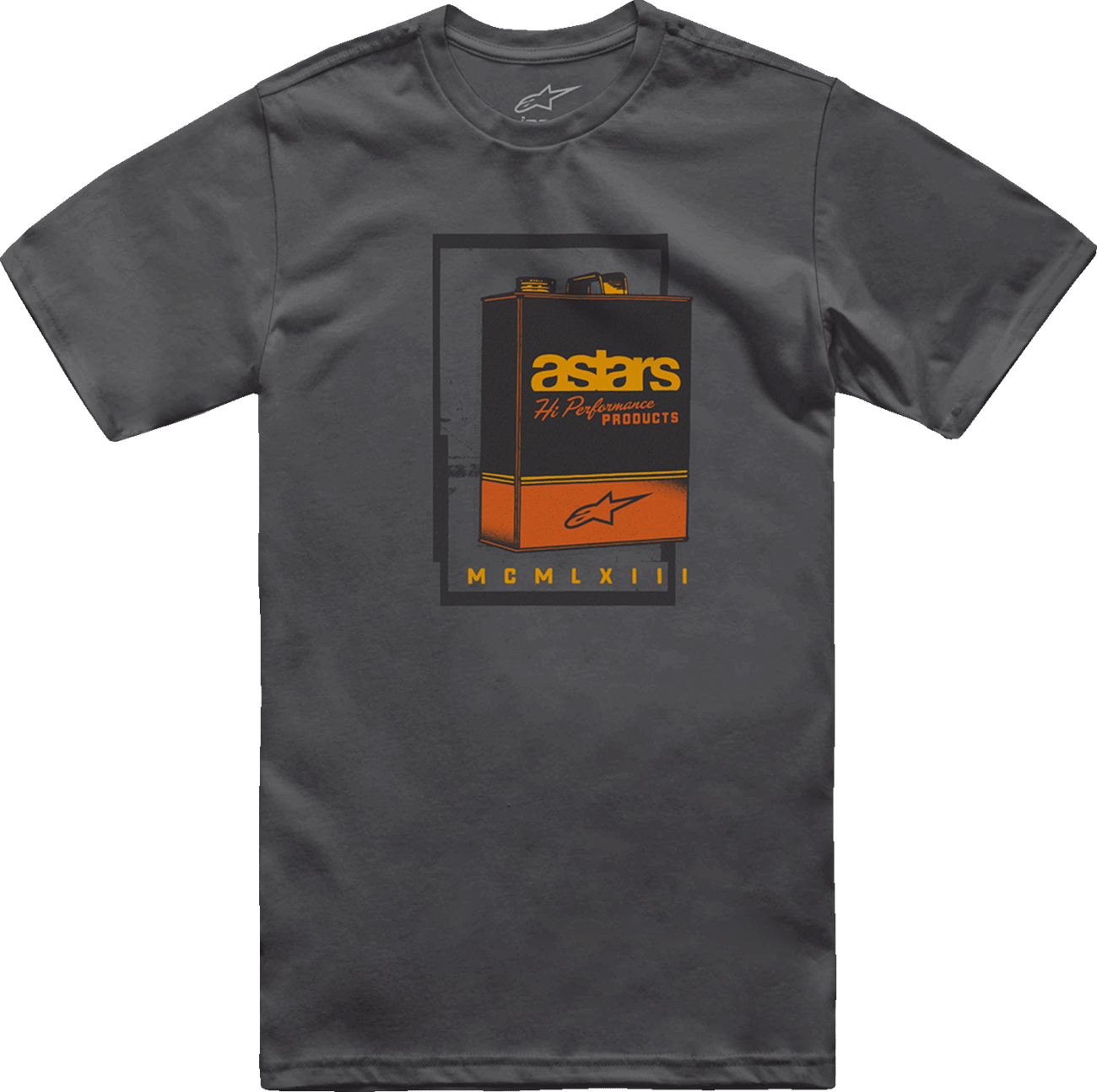 Alpinestars Galun T-Shirt Charcoal Large - Vintage Gas Can Art, Soft Hand Print - Kelly Motorsports