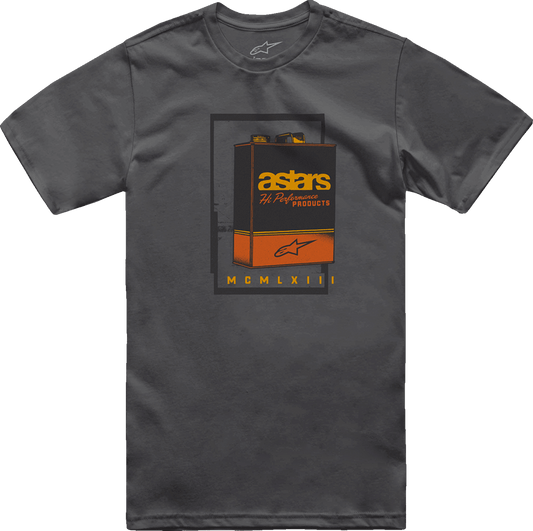 Alpinestars Galun T-Shirt Charcoal Large - Vintage Gas Can Art, Soft Hand Print - Kelly Motorsports