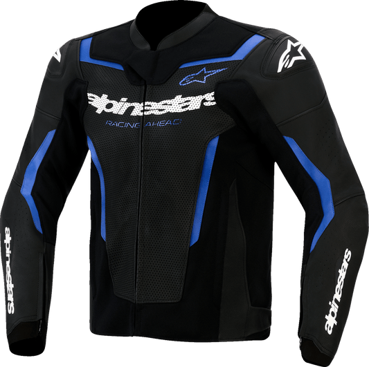 Alpinestars GP Force v2 Leather Airflow Jacket - Black/Metallic Blue US 42 / EU 52 - Kelly Motorsports