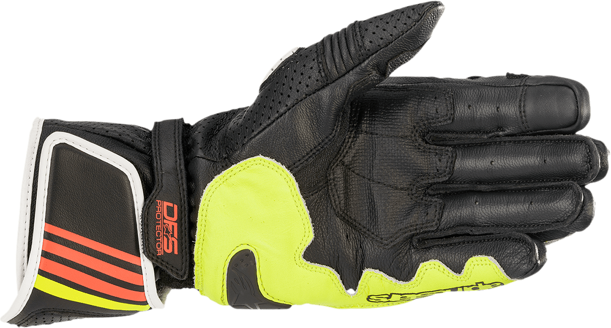 Alpinestars GP Plus R v2 Gloves - Metallic Gray, Black, Fluo Yellow & Red, Small (Part No. 3556520-9135-S) - Kelly Motorsports