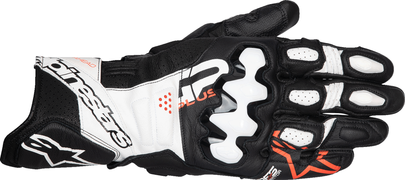 Alpinestars GP Plus R V3 Leather Gloves - Black/White/Fluo Red, Medium (Part No. 3550825-1231-M) - Kelly Motorsports