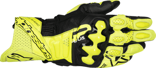 Alpinestars GP Plus R V3 Leather Gloves - Fluo Yellow/Black 2XL | High-Performance Track Racing Gloves - Kelly Motorsports