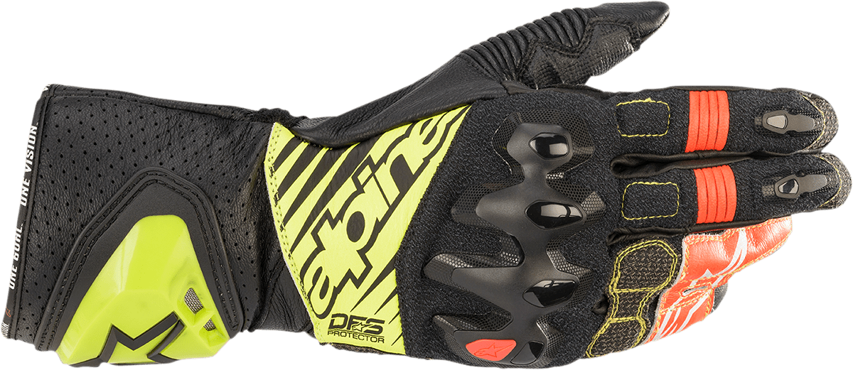 Alpinestars GP Tech v2 Gloves - Black, Fluo Yellow, White, and Fluo Red - 3XL (Part Number: 3556622-1503-3X) - Kelly Motorsports