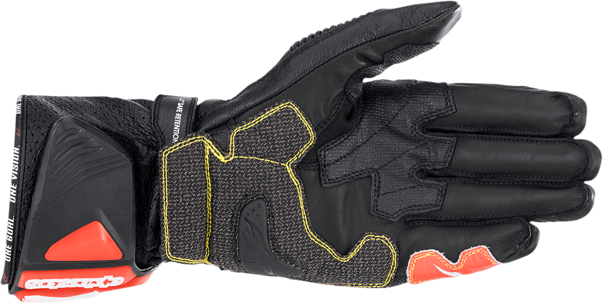 Alpinestars GP Tech v2 Motorcycle Gloves - Black, White & Fluo Red, Medium (Part 3556622-1231-M) - Kelly Motorsports