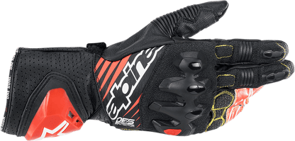 Alpinestars GP Tech V2 S Gloves - Black, White & Fluo Red, Large - Part 3556422-1231-L - Kelly Motorsports