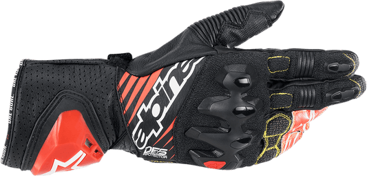 Alpinestars GP Tech V2 S Gloves - Black, White & Fluo Red, Large - Part 3556422-1231-L - Kelly Motorsports