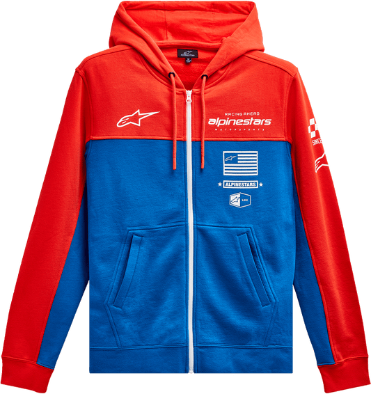 Alpinestars H Block Hoodie - Warm Red/Bright Blue XL - Part Number 1213510703171XL - Kelly Motorsports