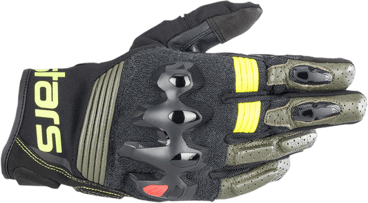 Alpinestars Halo Gloves - Forest Black and Fluo Yellow, Size XL - Part 3504822-6085 - Kelly Motorsports