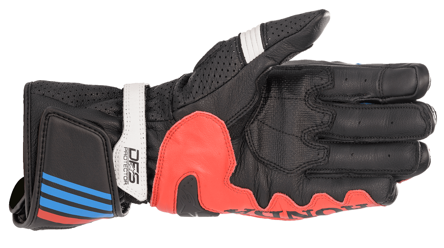 Alpinestars Honda GP Plus R v2 Gloves - Black, Bright Red & Blue, 3XL - Model 3556321-1317-3X - Kelly Motorsports