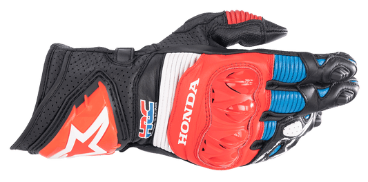 Alpinestars Honda GP Pro R3 Gloves 2XL - Black, Bright Red & Blue - Part 3556223-1317-2X - Kelly Motorsports