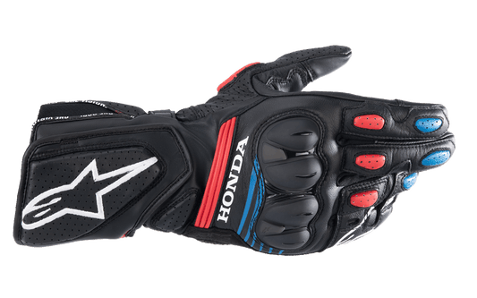 Alpinestars Honda SP-8 V3 Gloves 2XL – Black, Bright Red & Blue - Kelly Motorsports