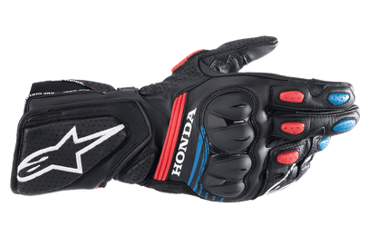 Alpinestars Honda SP-8 V3 Gloves - Large Black, Bright Red & Blue - Part 3558423-1317-L - Kelly Motorsports