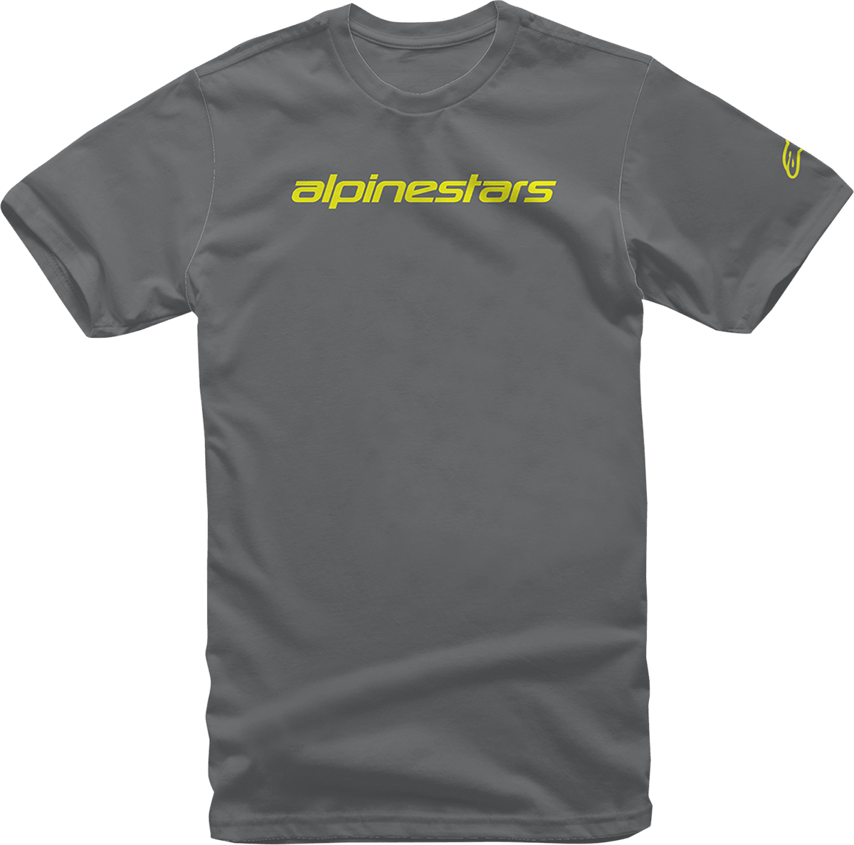 Alpinestars Linear Wordmark T-Shirt - Charcoal and Fluorescent Yellow, XL - Part 1212720201852XL - Kelly Motorsports