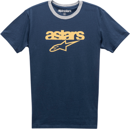 Alpinestars Match T-Shirt - Navy/Heather Gray - XL, 100% Cotton with Distressed Logo Print - Kelly Motorsports