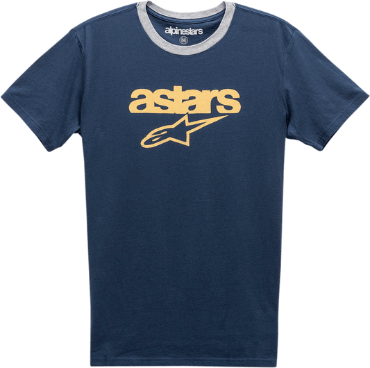 Alpinestars Match T-Shirt - Navy/Heather Gray - XL, 100% Cotton with Distressed Logo Print - Kelly Motorsports