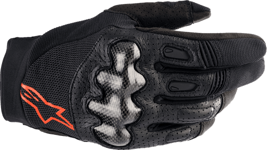 Alpinestars Megawatt V2 Off-Road Gloves - Small, Black/Fluo Red, Part 3565023-1030-SM - Kelly Motorsports