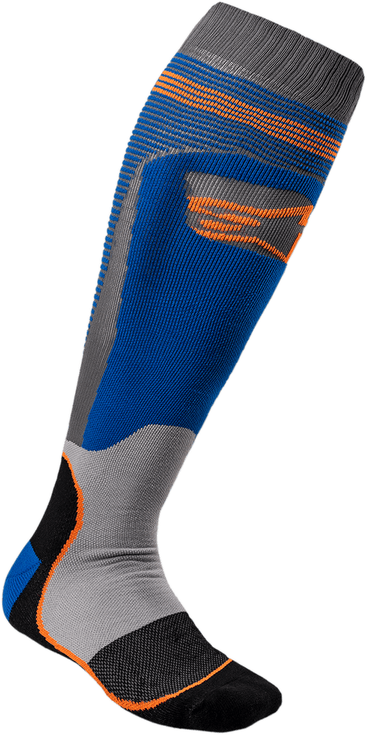 Alpinestars MX Plus-1 Socks Blue/Orange Small/Medium - Breathable Off-Road Riding Socks - Kelly Motorsports