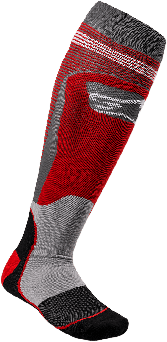 Alpinestars MX Plus-1 Socks Small/Medium - Red and Gray, Model 4701820-318-SM - Kelly Motorsports
