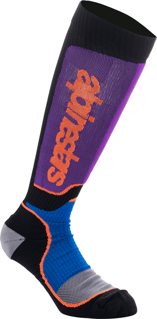 Alpinestars MX Plus Socks - Black, Purple, Blue, Orange - Large (Part 4702324-1246-L) - Kelly Motorsports