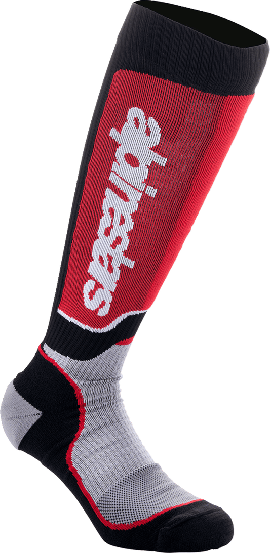 Alpinestars MX Plus Socks - Black, Red & Gray, Medium - Part 4702324-1215-M - Kelly Motorsports