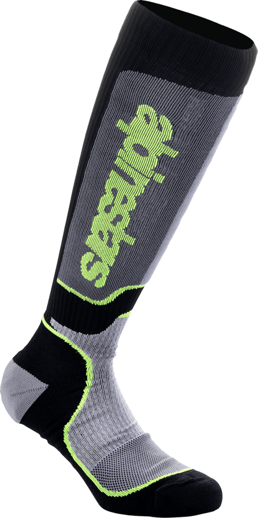 Alpinestars MX Plus Socks - Black/Gray/Yellow, Large (Part 4702324-175-L) - Kelly Motorsports