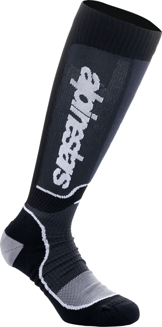 Alpinestars MX Plus Socks - Black/White, Medium (Part 4702324-12-M) - Kelly Motorsports
