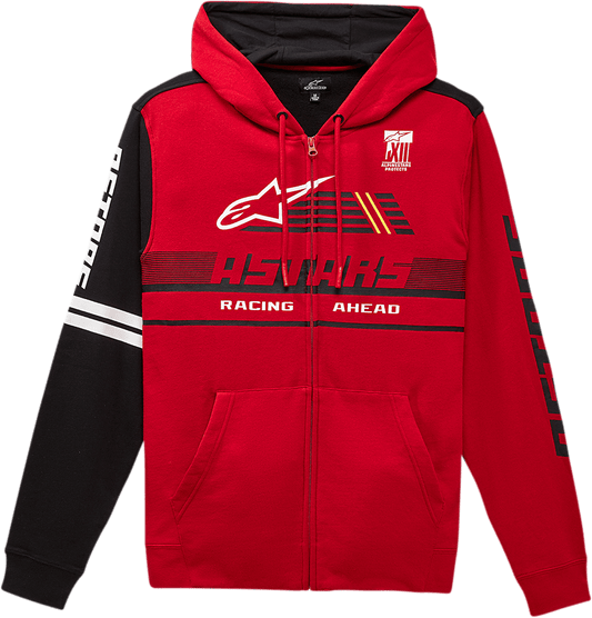 Alpinestars Overtake Hoodie 2XL in Red with Contrast Sleeves and Race-Inspired Graphics - Kelly Motorsports