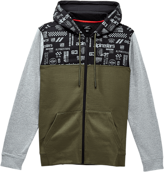 Alpinestars Perpetuity Hoodie Military Size XL - Stylish Fleece with Logo and Pattern Details - Kelly Motorsports