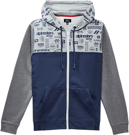 Alpinestars Perpetuity Hoodie Navy Large - Comfortable Fleece with Stylish Color Blocking - Kelly Motorsports
