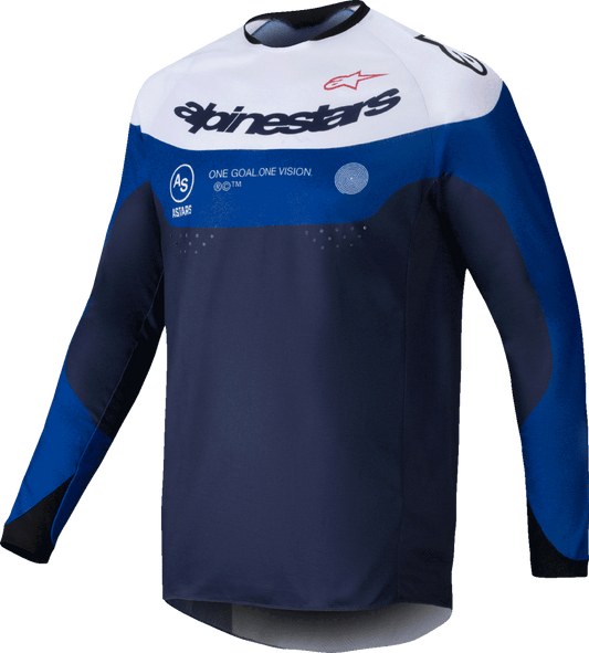 Alpinestars Pro-Dura Long-Sleeve Jersey 2XL Navy/Bright Blue/White - Durable Enduro Riding Gear - Kelly Motorsports