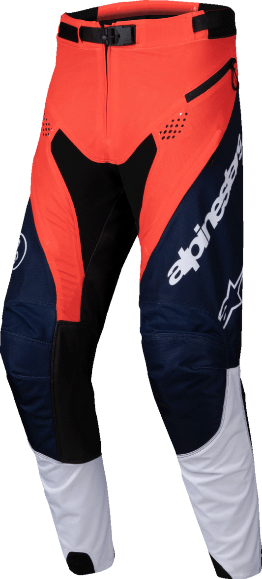 Alpinestars Pro-Dura Pants - Navy/Hot Orange/White, US 36 - Durable Off-Road Motorcycle Pants - Kelly Motorsports