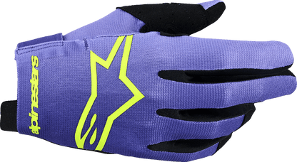 Alpinestars Radar Gloves - Purple/Fluo Yellow, Size XL (Part Number 3561824-3175-XL) - Kelly Motorsports