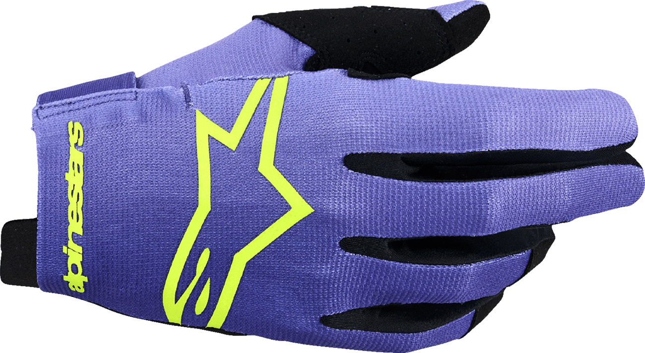 Alpinestars Radar Gloves - Purple/Fluo Yellow, Small - Comfortable Touchscreen Motorcycle Gloves with Durable Synthetic Suede Palm - Kelly Motorsports