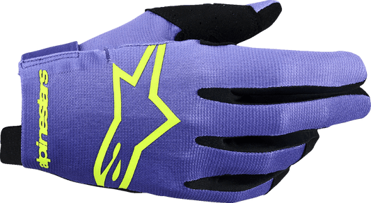 Alpinestars Radar Gloves - Purple/Fluo Yellow, Small - Comfortable Touchscreen Motorcycle Gloves with Durable Synthetic Suede Palm - Kelly Motorsports