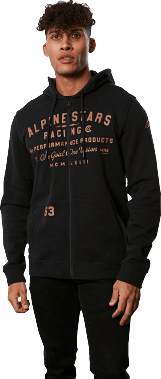 Alpinestars Region Hoodie - Black, XL | 80% Cotton / 20% Polyester Fleece with Heritage Logo and Kangaroo Pocket - Kelly Motorsports
