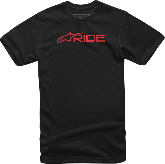 Alpinestars Ride 3.0 T-Shirt - Black/Red, XL - Comfortable 100% Combed Cotton - Kelly Motorsports