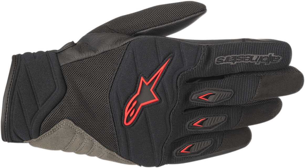 Alpinestars Shore Gloves 2XL Black/Red - Durable Multi-Material Motorcycle Gloves - Kelly Motorsports