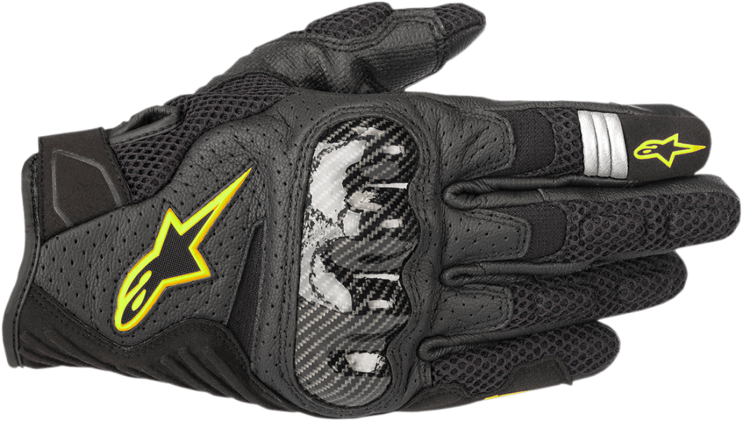 Alpinestars SMX-1 Air V2 Gloves - Black/Fluo Yellow, 2XL (Part 3570518-155-2X) - Kelly Motorsports