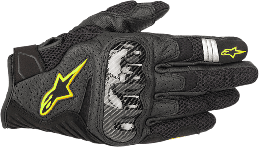 Alpinestars SMX-1 Air V2 Gloves - Black/Fluo Yellow, 2XL (Part 3570518-155-2X) - Kelly Motorsports