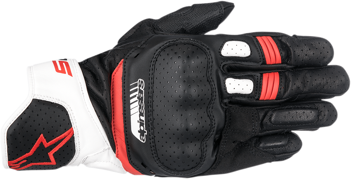 Alpinestars SP-5 Gloves - Black, White, and Red, Medium - Part Number 3558517-123-M - Kelly Motorsports