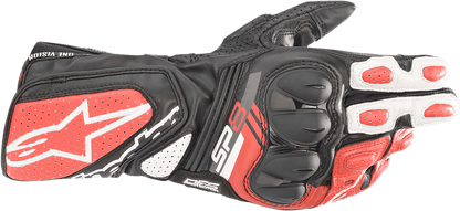 Alpinestars SP-8 V3 Motorcycle Gloves - Black, White & Bright Red, Small - Kelly Motorsports