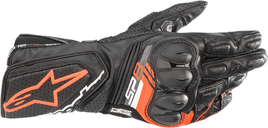 Alpinestars SP-8 V3 Motorcycle Gloves - Black/Fluo Red, Extra Large (Part 3558321-1030-XL) - Kelly Motorsports