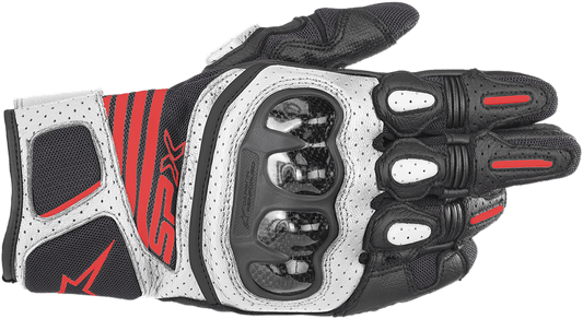 Alpinestars SPX AC V2 Gloves - Small Black, White & Fluo Red Part 3567319-1231-S - Kelly Motorsports